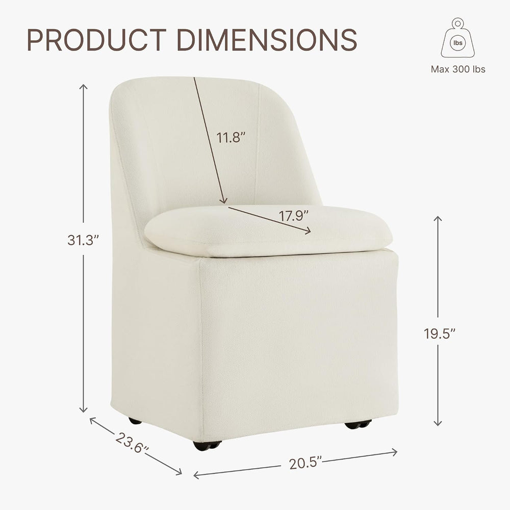 KISLOT Upholstered Dining Chairs with Casters, Washable Cover Modern Dining R...