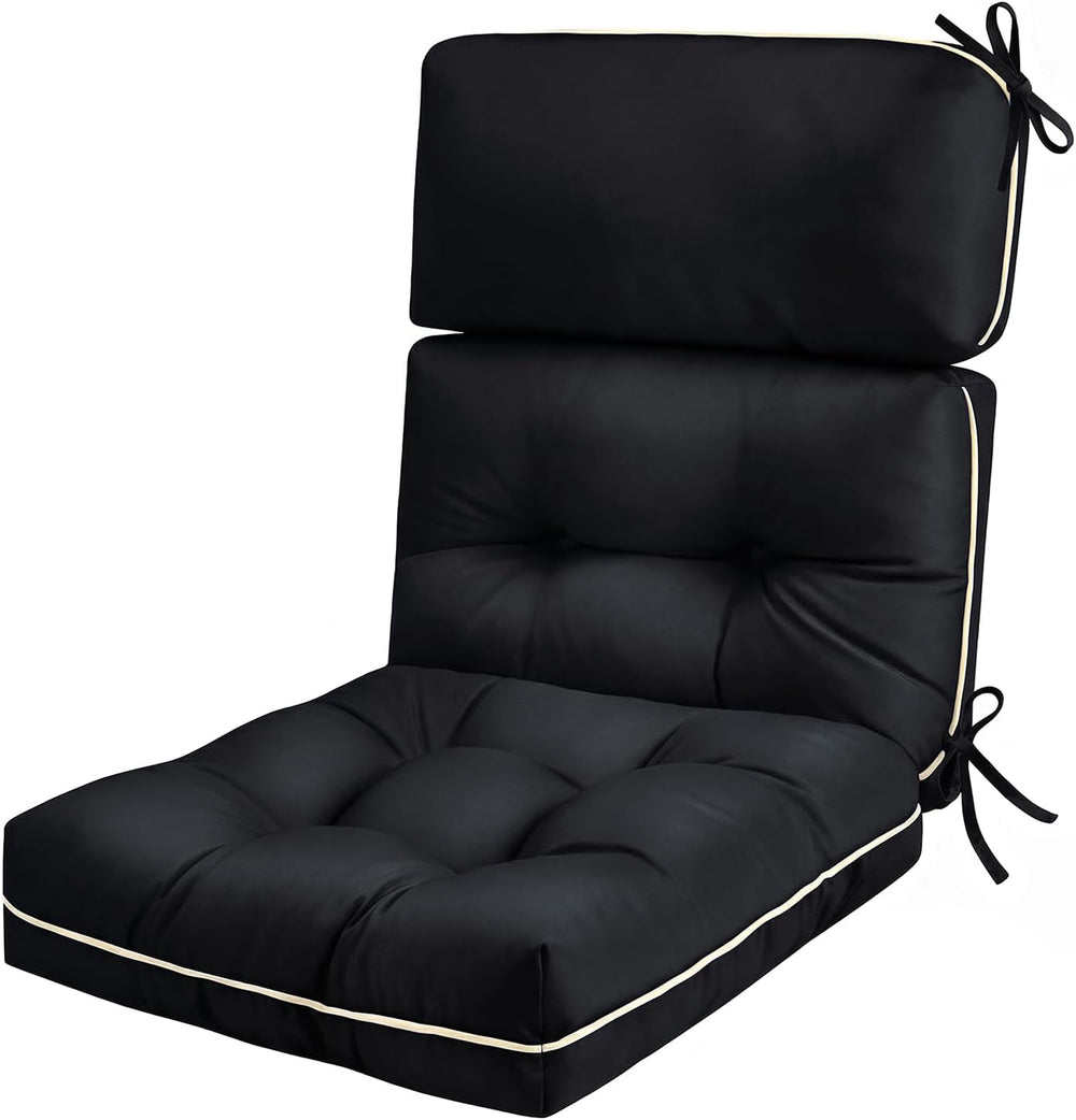 Patio Chair Cushions High Back 44"x22"x4" Thick (Black)