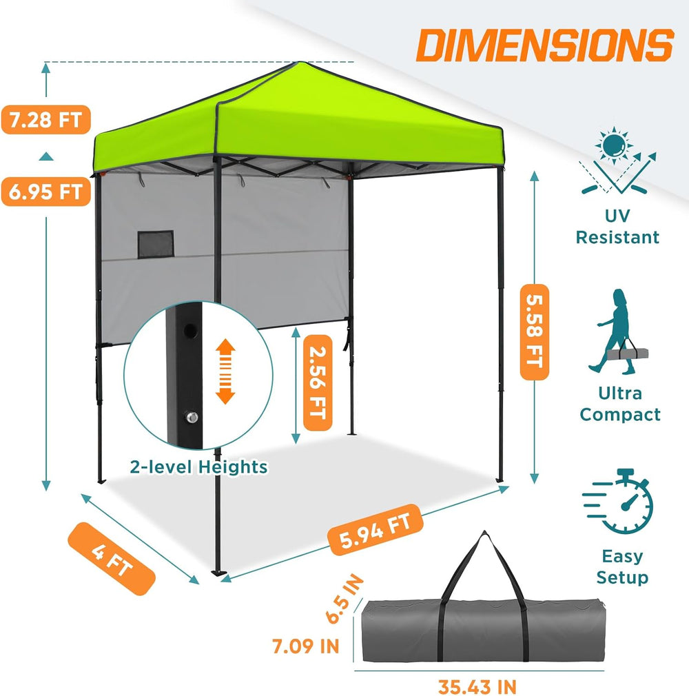 COOS BAY 6x4 Pop Up Canopy Tent with Adjustable Side Wall, Easy Setup Lightwe...