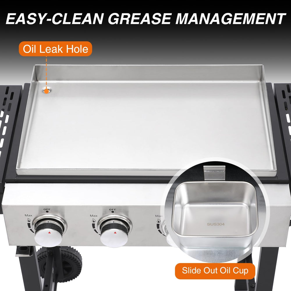 Propane Gas Griddle 4-Burner, Flat Top Grill Griddle, Outdoor Gas Stove with ...