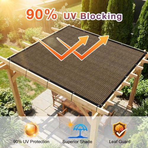 90% Sun Shade Cloth with Gromments, 0 6' X 1 0' Pergola Shade Cover C...