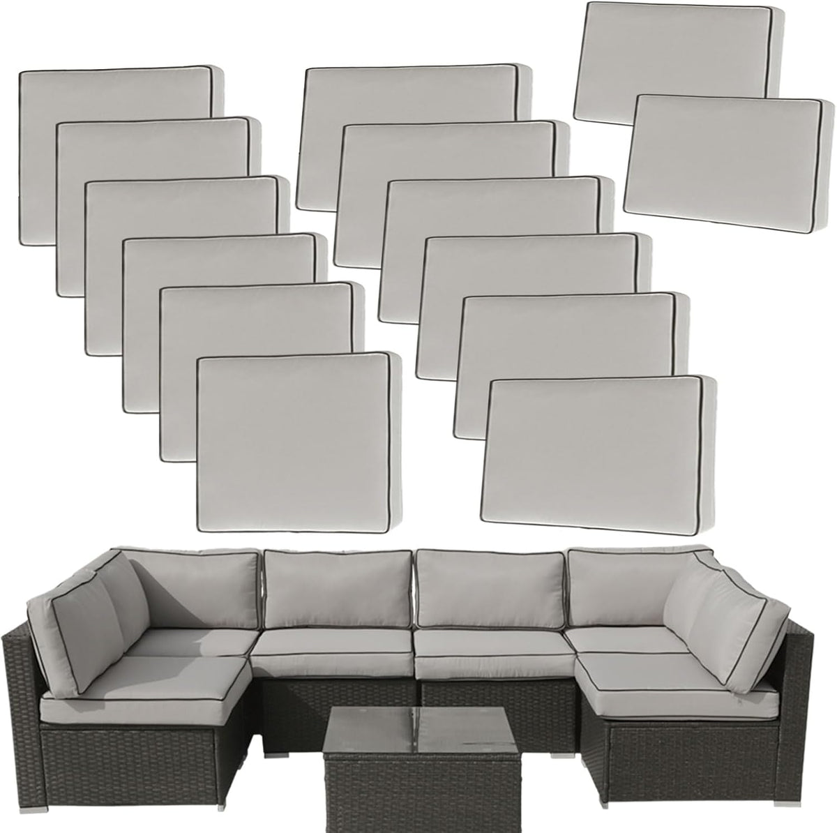 14pieces patio cushion covers replacement outdoor couch covers, main product view