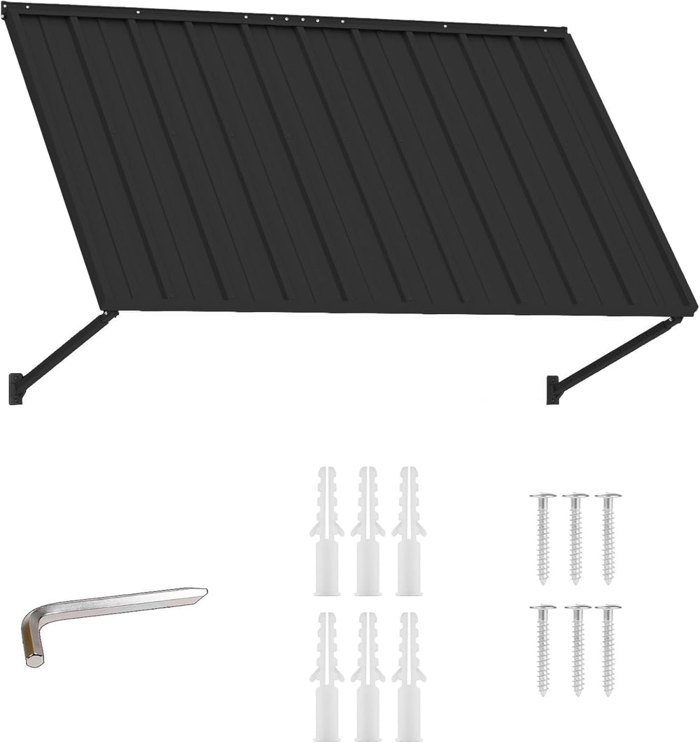 Kozyard Adjustable Door Window Awning - 4-Level Tilt, Aluminum Frame