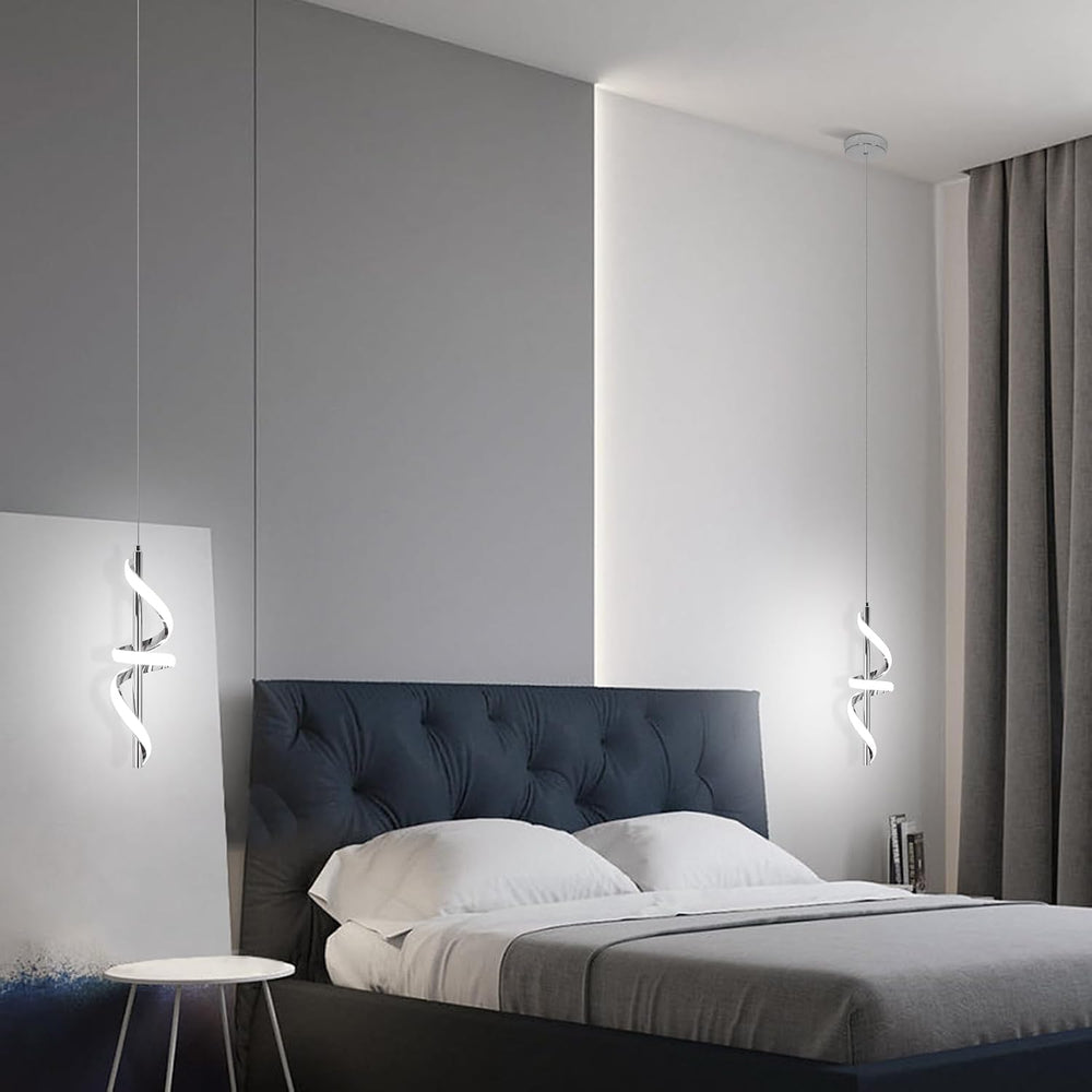 Spiral Led Pendant Light Fixtures, 5500K Cold White Modern Led Pendant Light ...