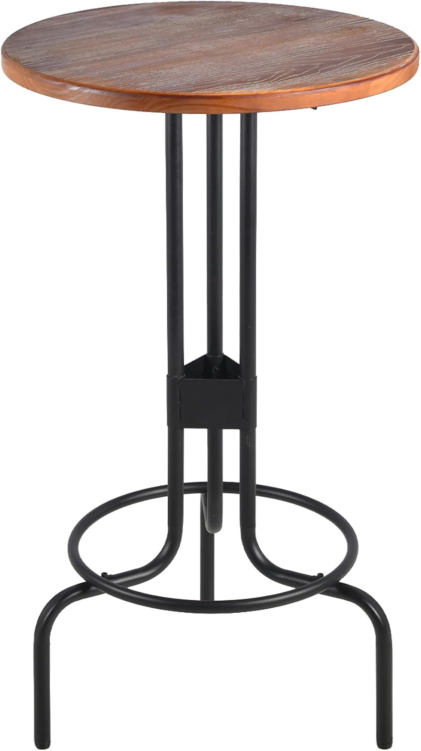 LOKKHAN 41.42-Inch Café Pub Bistro Bar Table, Industrial Design Metal Base, R...