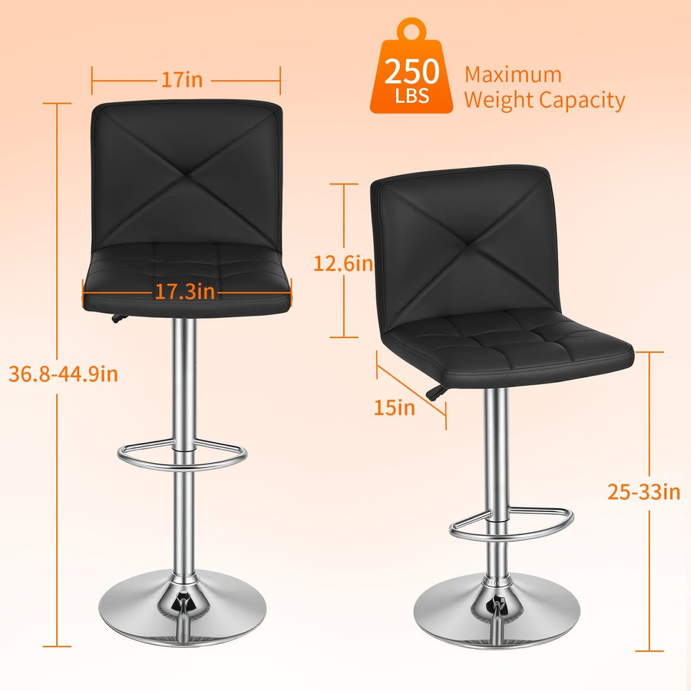 BestOffice Bar Stools Set of 2, PU Leather Swivel Bar Stools Kitchen Counter ...