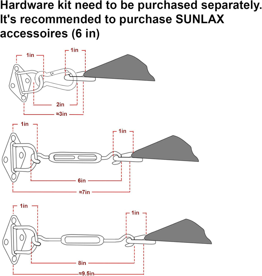 SUNLAX Sun Shade Sail 8' x 10' Dark Grey Rectangle Outdoor Canopy Cover