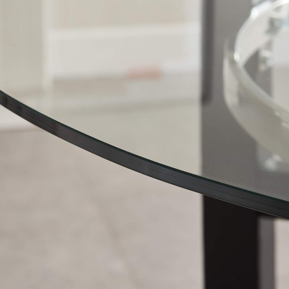 42" Round Bar Height Glass Dining Table, Solid Wood Base, 42" Height