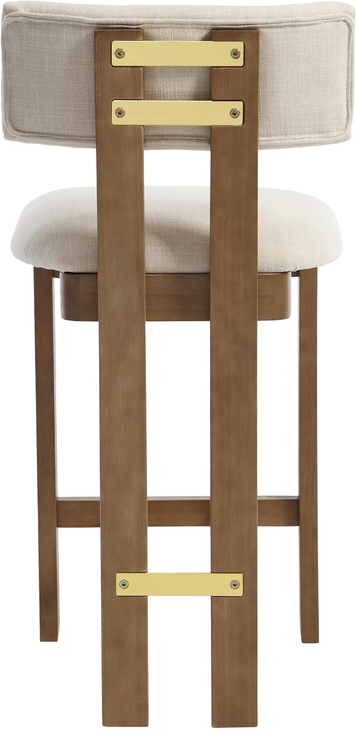RIVOVA 26" Wooden Counter Height Bar Stools Set of 4 with Back, Beige