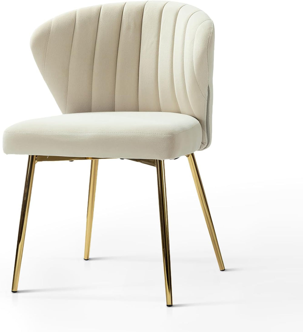 HULALA HOME Velvet Dining Chairs, Modern Small Armless Accent Chair with Gold...