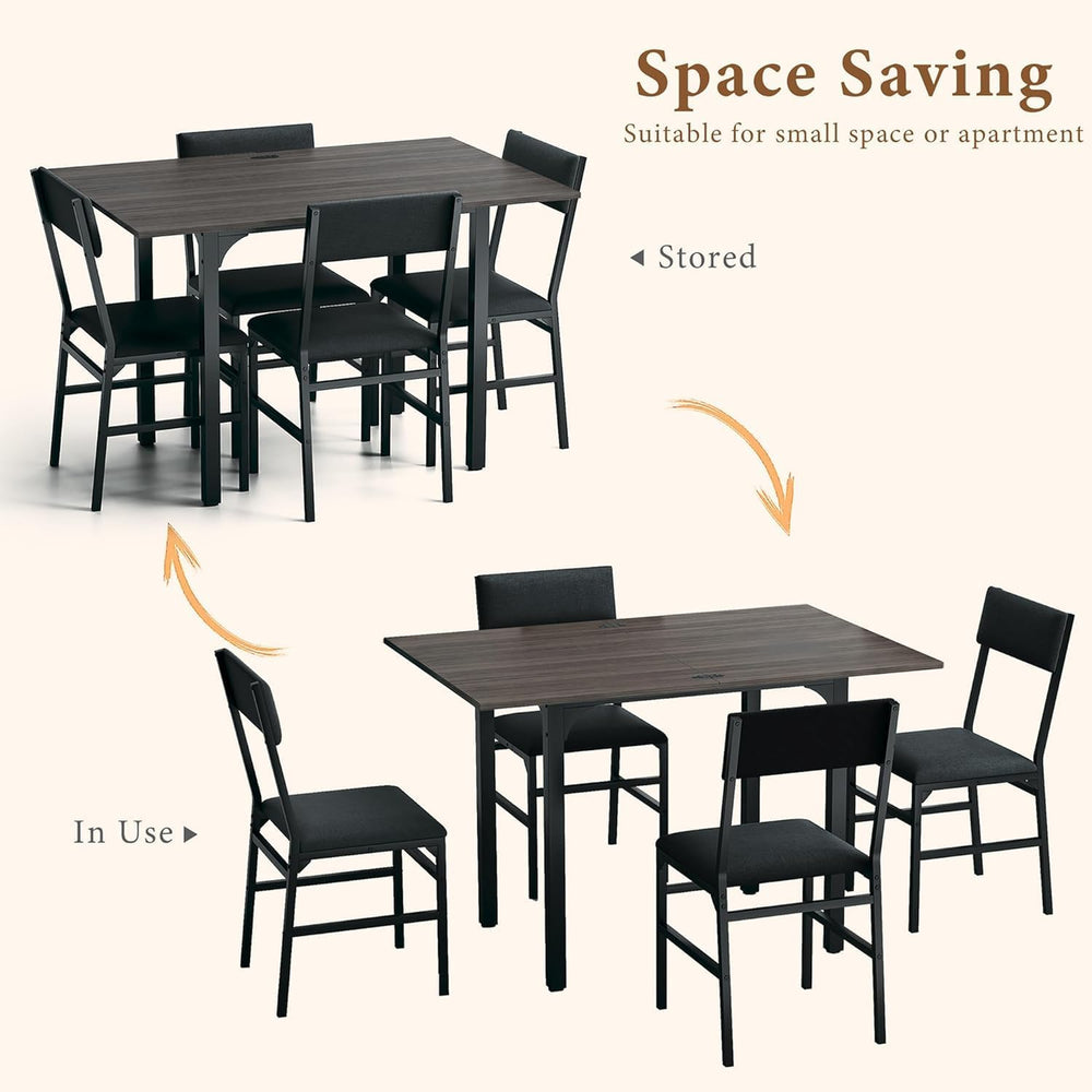 HUAHUU 5-Piece Dining Table Set for 4, Extendable Kitchen Table Set with 4 Up...