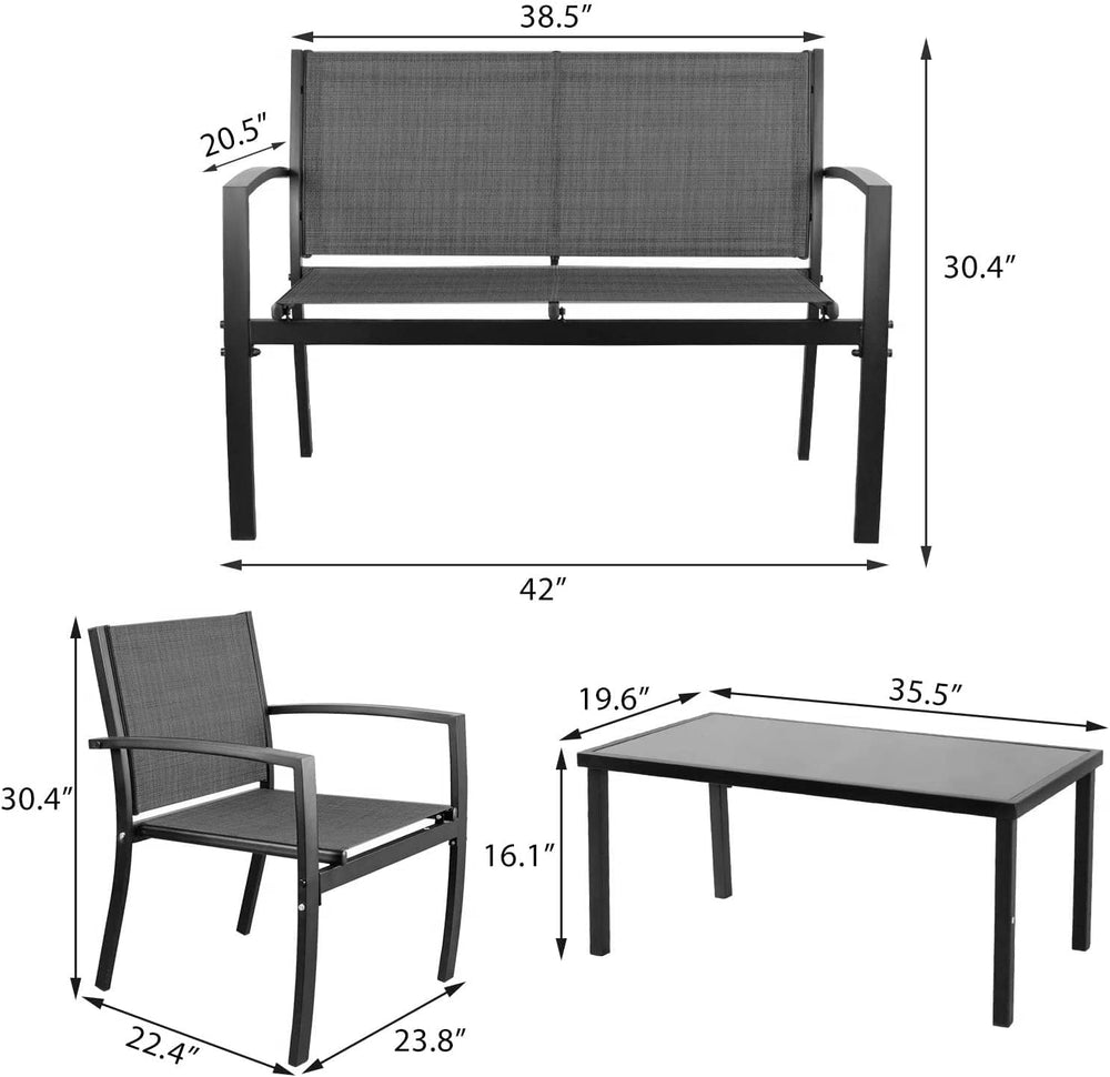 JUMMICO 4 Pieces Patio Furniture Set Modern Conversation Set Outdoor Garden P...