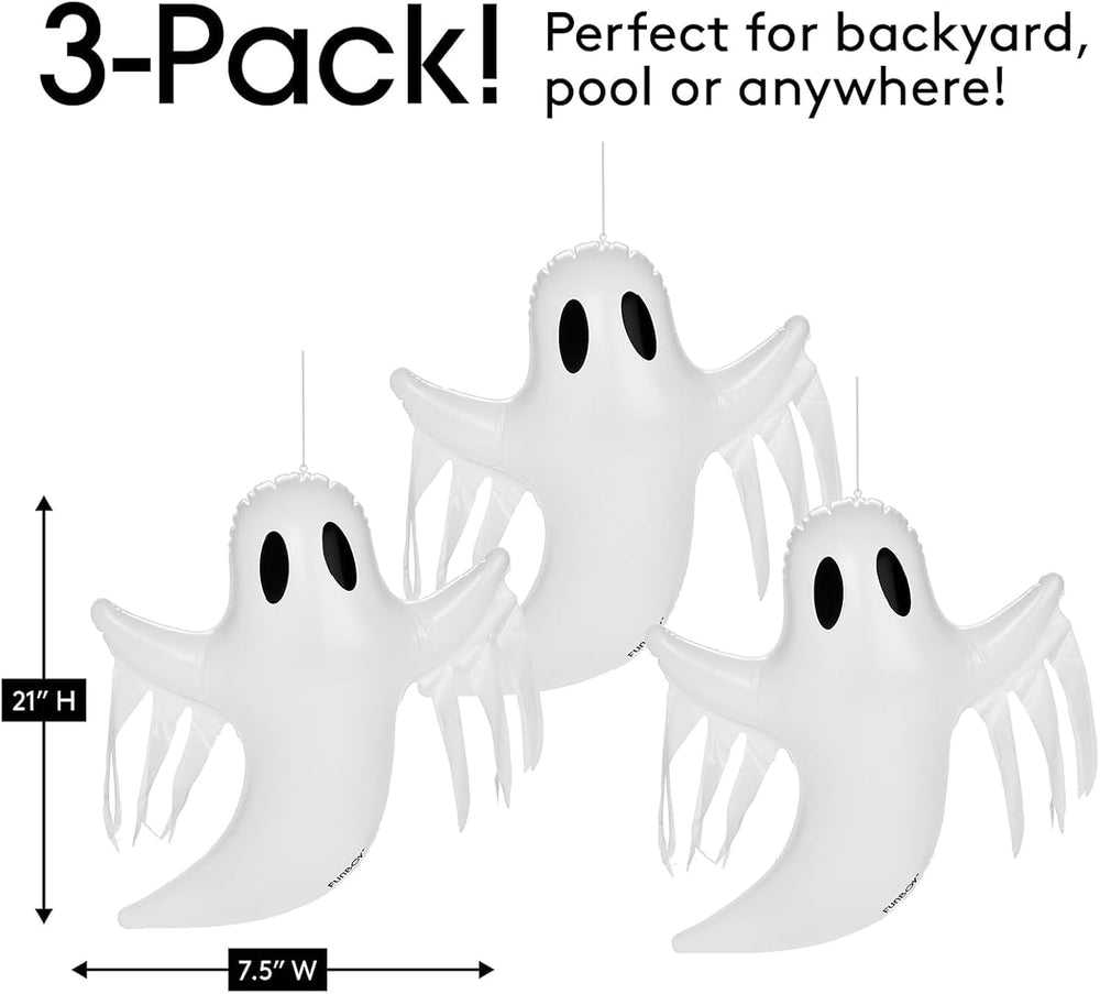FUNBOY Hanging Ghost Halloween Decorations, Outdoor Décor, 3 Pack