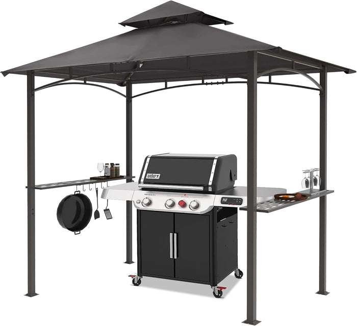 MASTERCANOPY 8 x 5 Grill Gazebo Outdoor BBQ Gazebo Canopy with 2 LED Lights (Dark Gray)