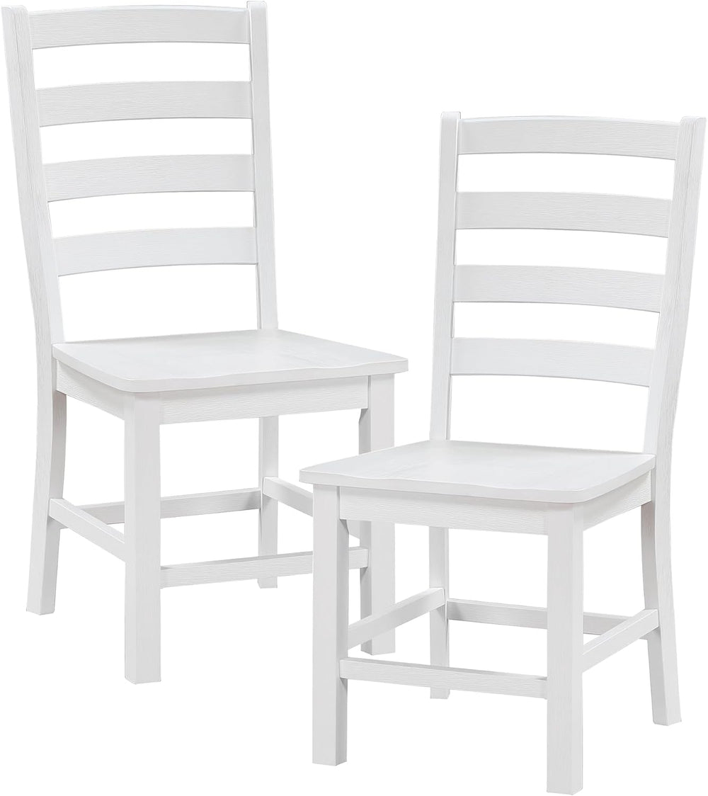 Lexicon Farmhouse Dining Chairs Set of 2, Wood Frame, Ladder Back, White