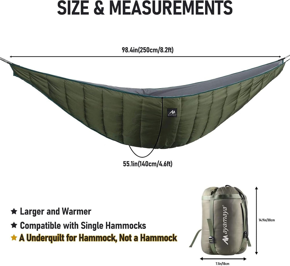 AYAMAYA Single & Double Hammock Underquilt, 4 Season Camping Hammock Quilt