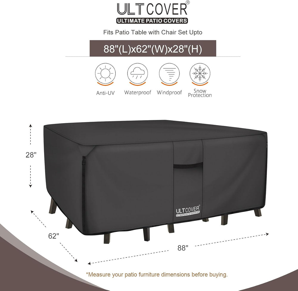 ULTCOVER Waterproof Patio Furniture Cover 88L x 62W in, Black
