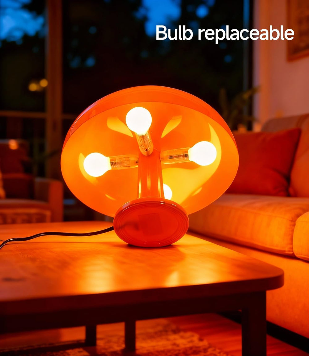 Orange Mushroom Lamp, Mid Century Modern Table Lamp for Bedroom, Aesthetic Mu...