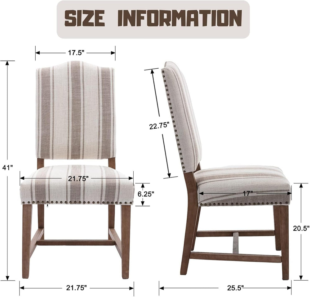ROCITY Linen Dining Chairs Set of 6 Upholstered Farmhouse Dining Room Chairs ...