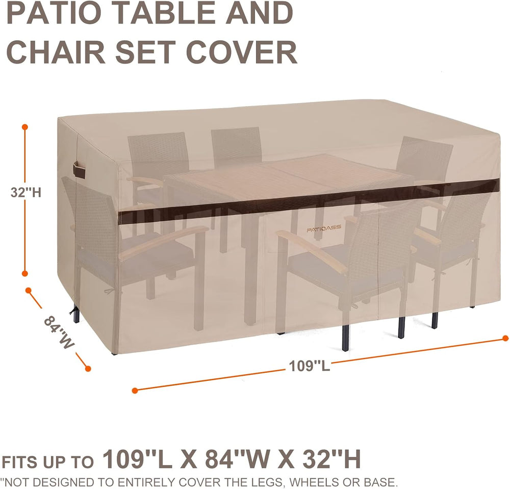 Patio Rectangular Table and Chair Set Cover 109''L Waterproof Outdoor...