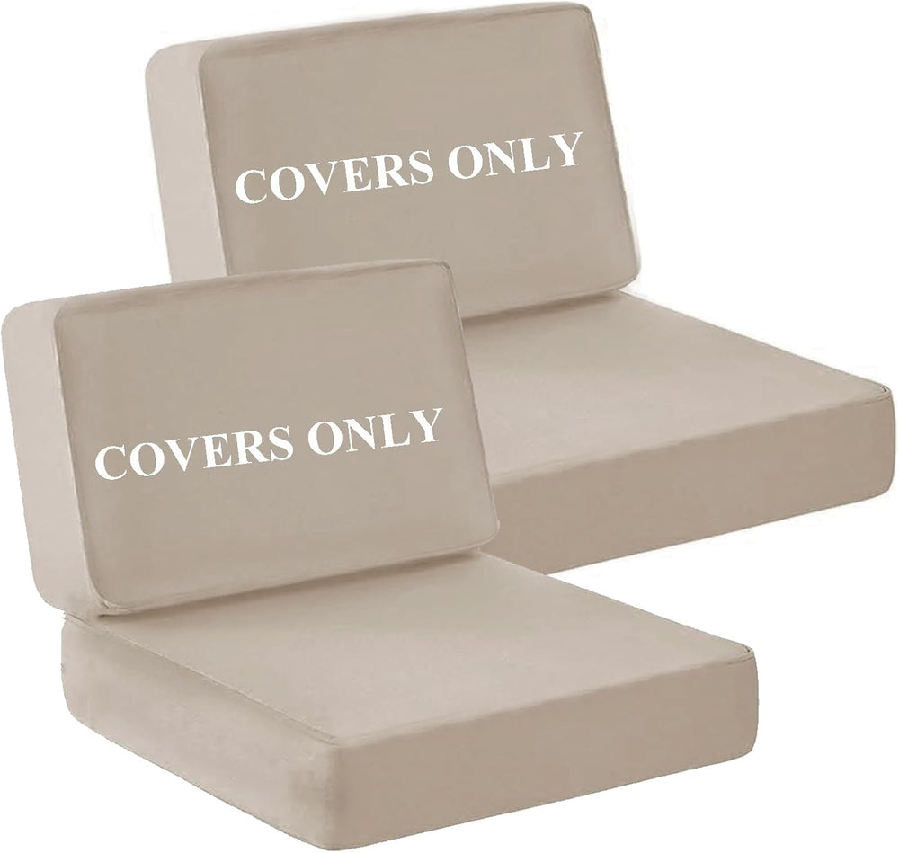 Patio Cushion Covers Replacement 24x24x4, 24x22x4, Tan, 4Pcs