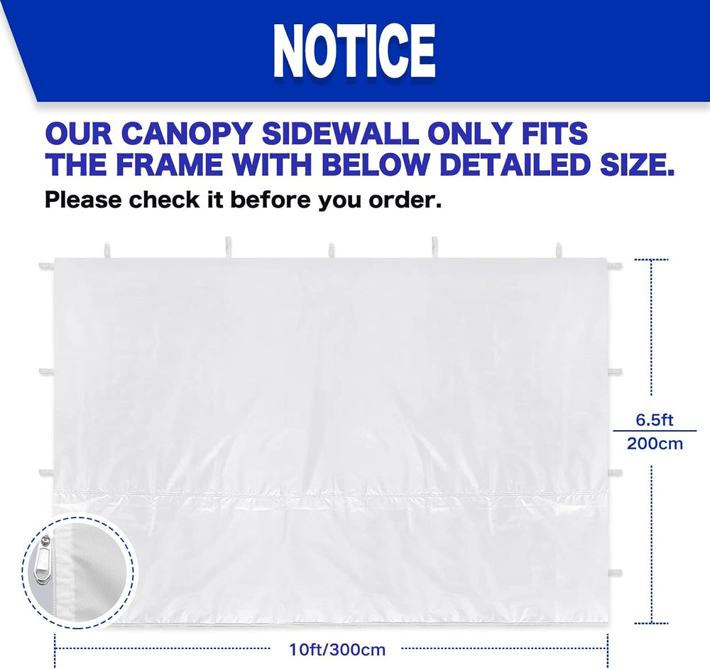 FANPAT 10x10 Canopy Sidewalls for Canopy Frame, White (3Pcs Sidewalls Only)