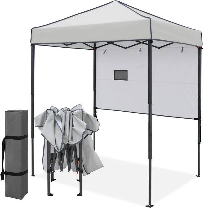 EAGLE PEAK 6x4 Instant Pop Up Canopy Tent with 1 Half Wall, Gray