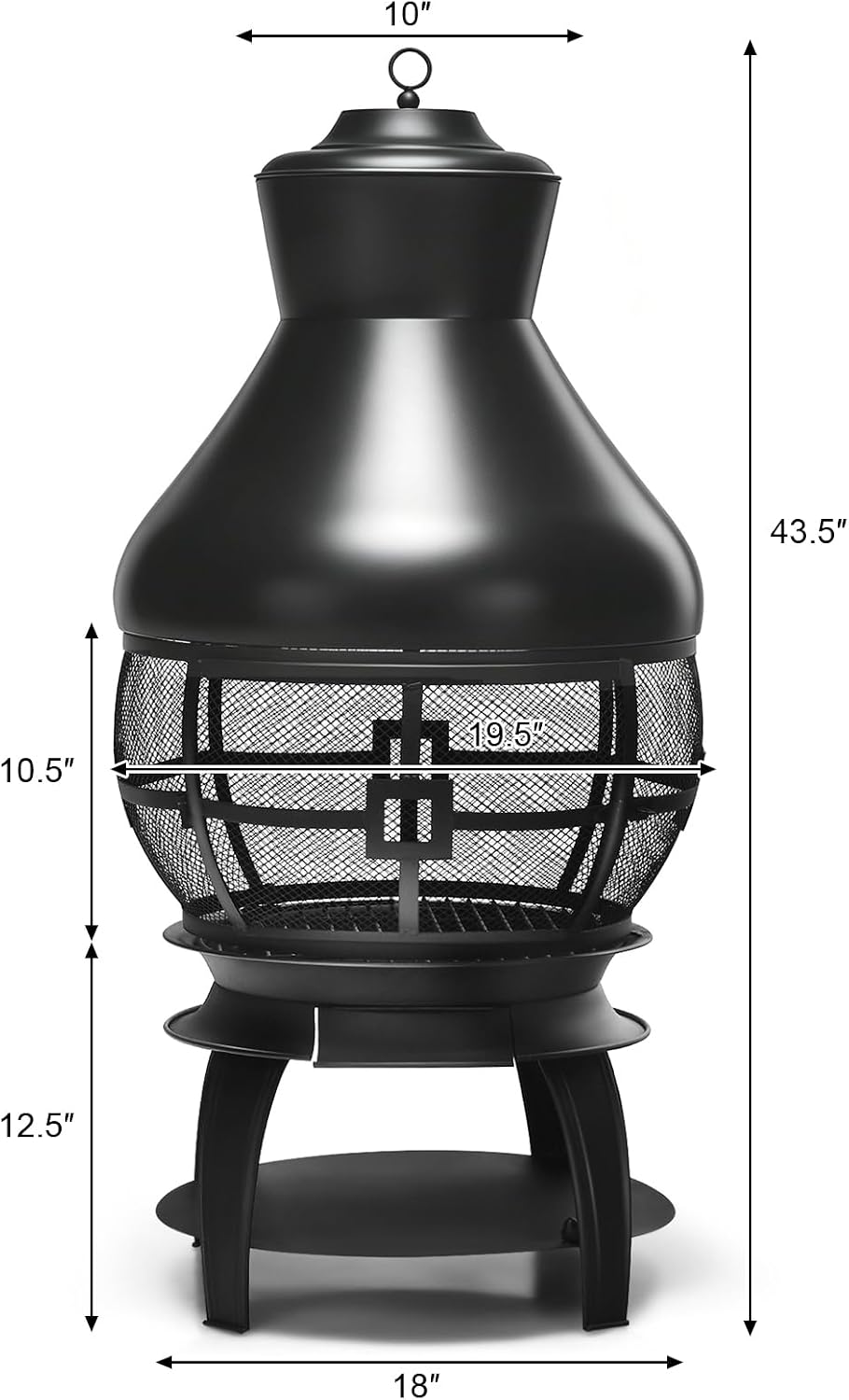 Giantex Wood Burning Chiminea, Heavy Duty Fireplace Chiminea for Patio