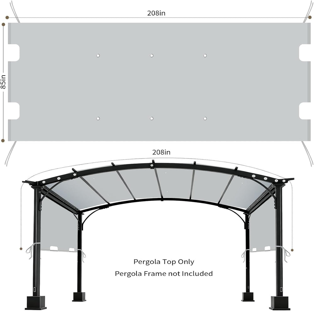 85"x 208" Universal Pergola Shade Cover, Garden Shade Replacement f...