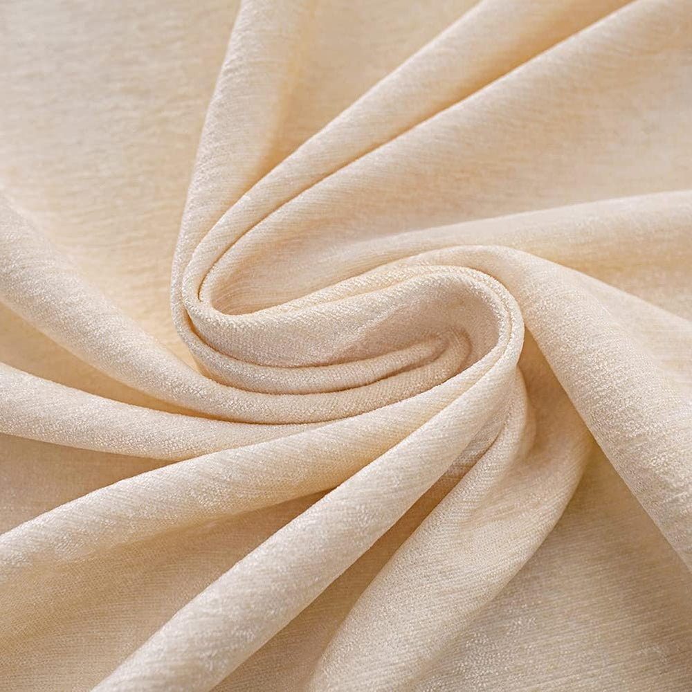 ELKCA Thick Chenille Window Room Curtains Valance for Living Room Beige Water...