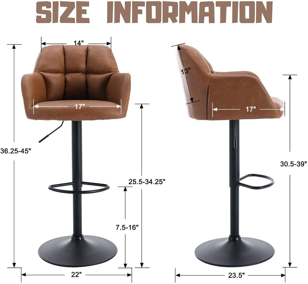 ROCITY Swivel Bar Stools Set of 6 Leather Kitchen Counter Stool Chair Upholst...