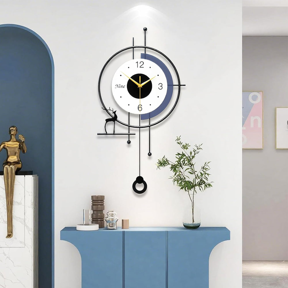 25" Modern Pendulum Wall Clock – Silent Non-Ticking Battery Design