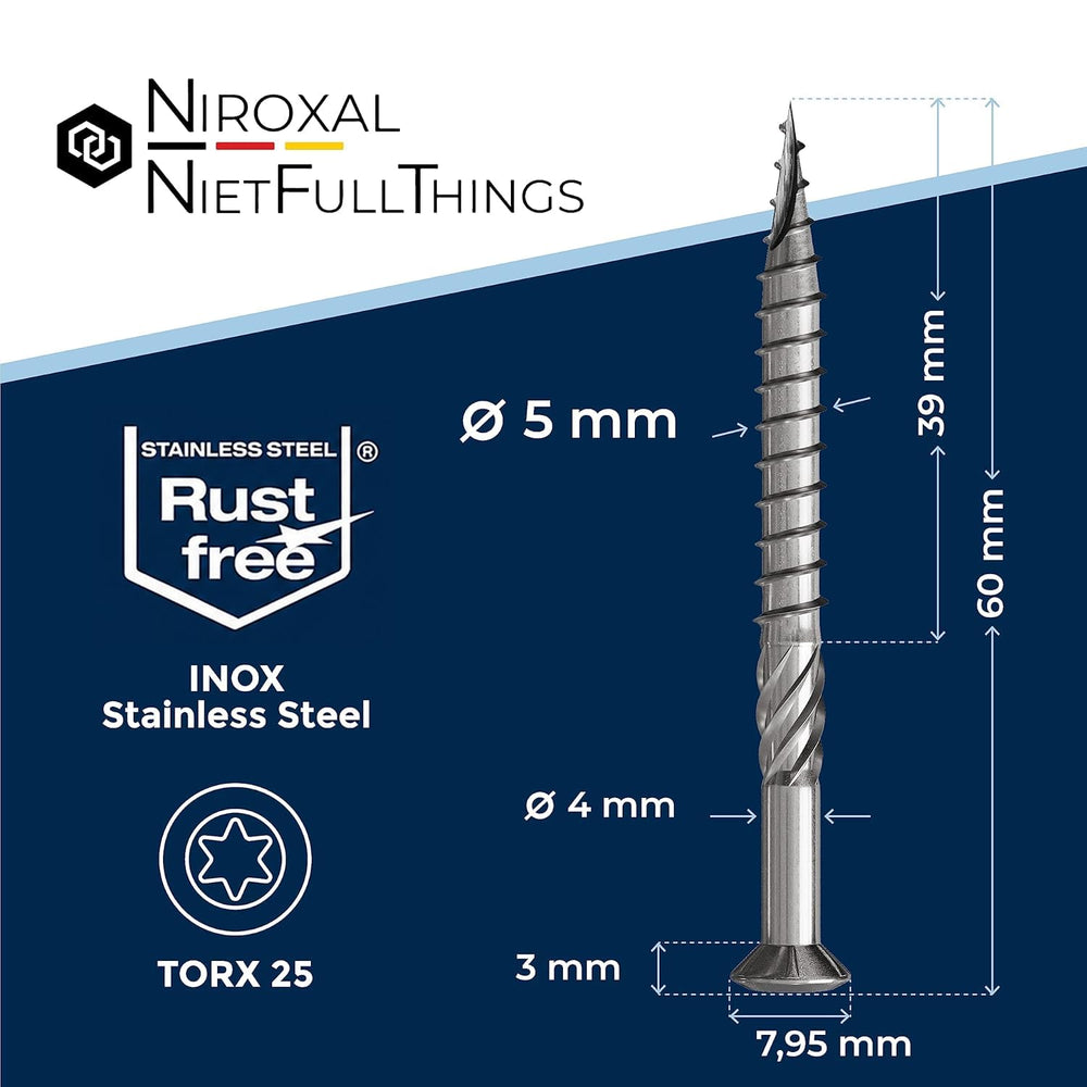 #10-2-3/8″ 500 Piece Deck Screws 5 x 60 mm | Perfect for 25 mm Panels | Harde...