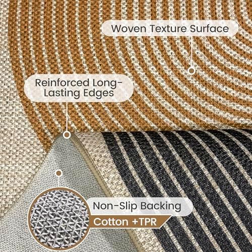 Washable 5x7 Modern Rainbow Easy Jute Indoor Outdoor Rug for Living Room