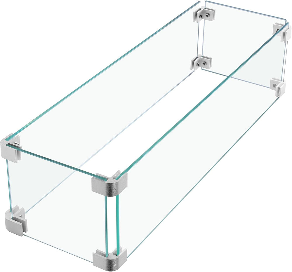 Caodoc 23.1"x 7.3"x 5.5" Rectangular Fire Pit Wind Guard,Trans...