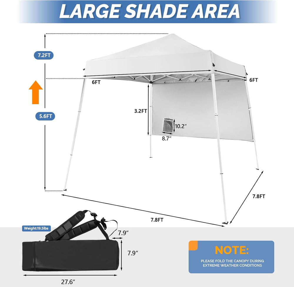 VINGLI 6x6 ft Pop Up Canopy Tent, Outdoor Small Canopy Tent with Backpack, Pa...