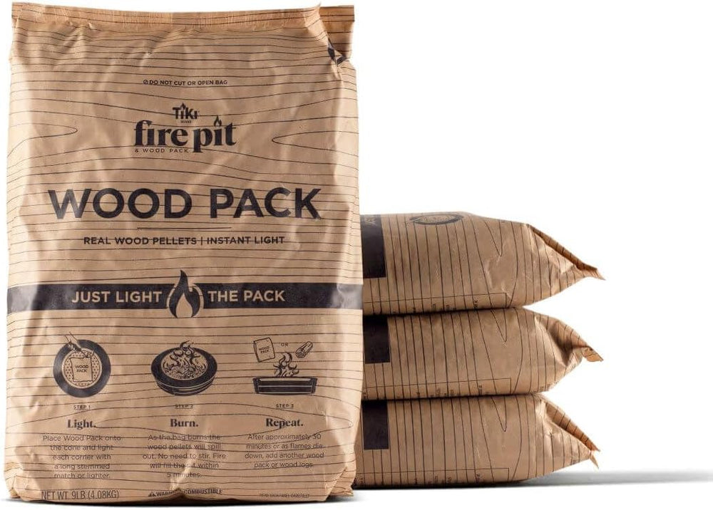 TIKI Wood Pack Wood Pellets for Smokeless Fire Pits, 4-Pack, 30+ Min Burn