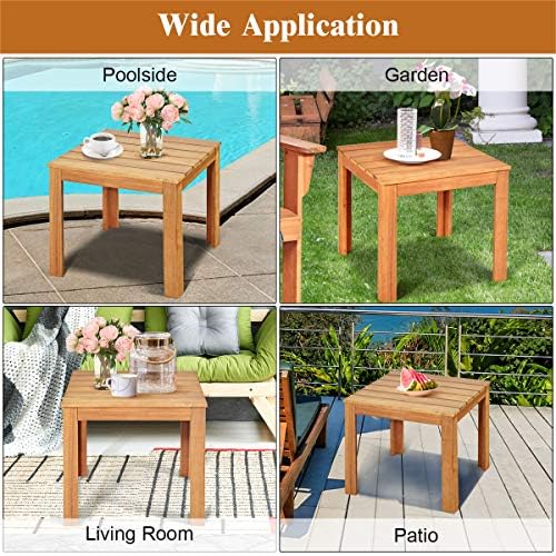 Giantex Outdoor Side Table, Acacia Wood Adirondack Table W/Oil Finished, 220l...