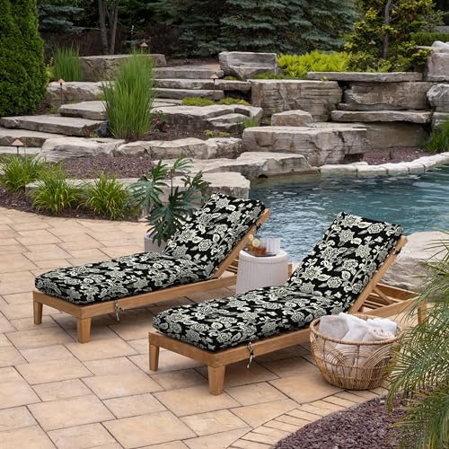 Arden Outdoor Plush Modern Tufted Chaise Cushion, 76 x 22, Rain-Proof, Fade R...