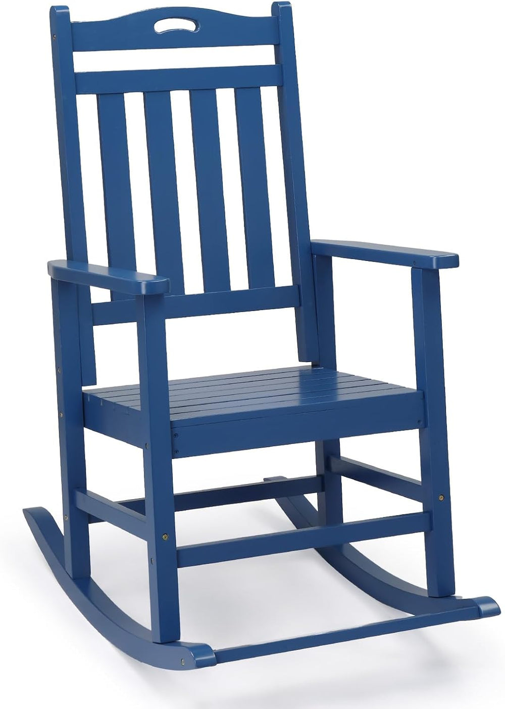 VINGLI Outdoor Rocking Chair with Footrest, Wooden Rocking Chair, Blue