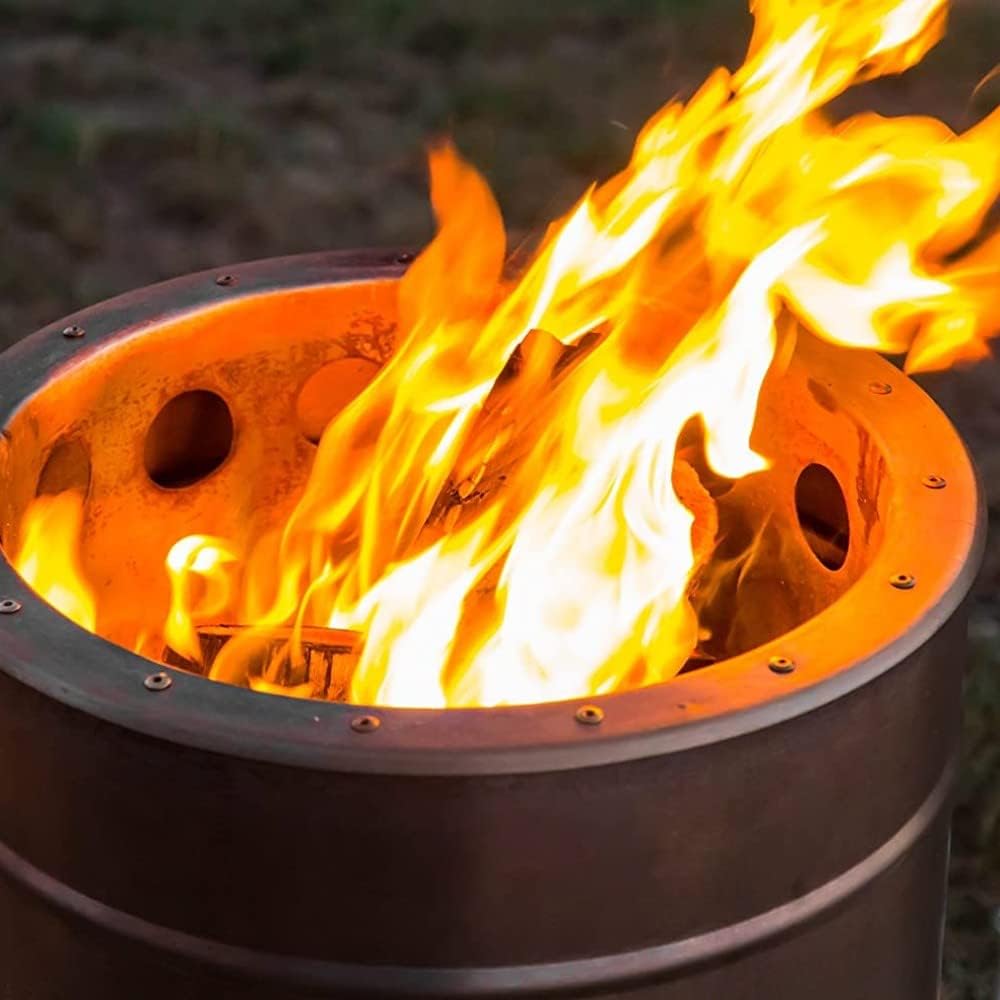Feuerhand Fire Barrel Pyron, Stainless Steel Double-Walled Fire Pit for Yard ...