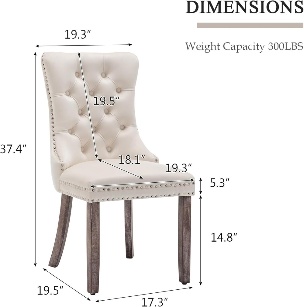 Eifizek Dining Chairs Set of 4 Upholstered Chairs with Tufted Back, Beige