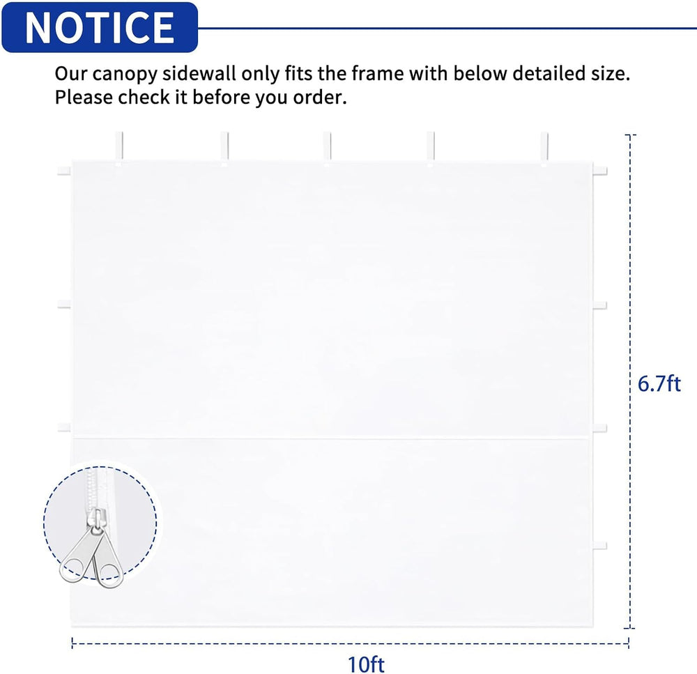 10' x 10' Canopy Sidewalls, 3 Pack Pop Up Canopy Walls, White
