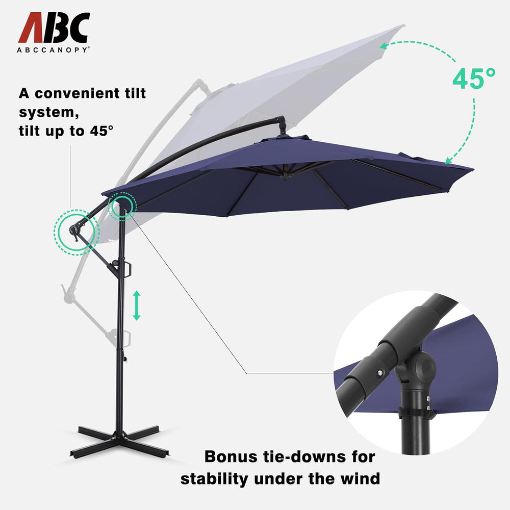 ABCCANOPY 9FT Cantilever Outdoor Patio Umbrella, Navy Blue