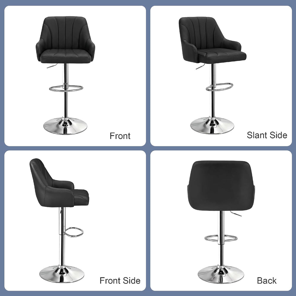 VECELO Bar Stools Set of 2, Adjustable Barstools, Counter Height Stools with ...