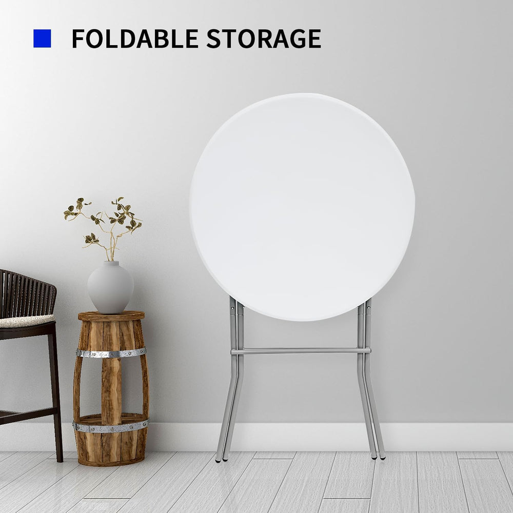 31.5" L X 31.5" W X 43" H - Cocktail Table White High Top Fold...