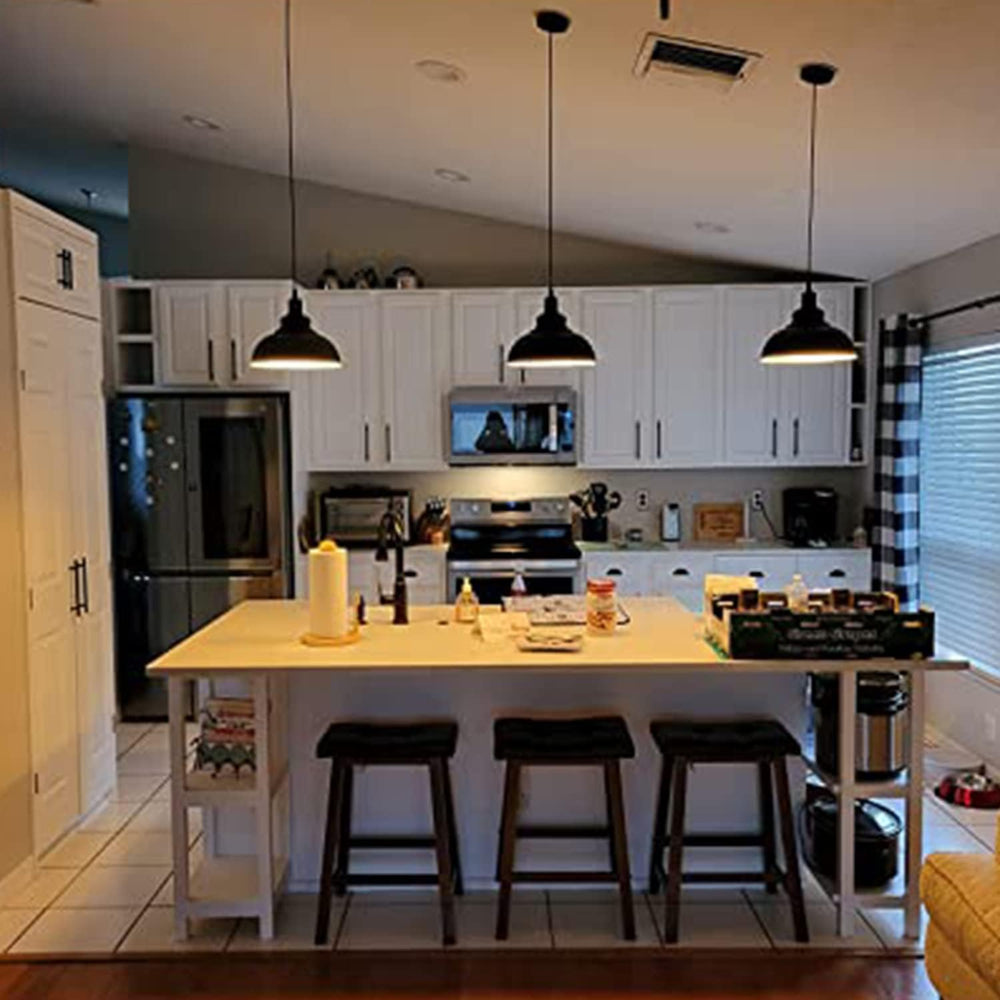 Black Dome Metal Pendant Lights - Hanging Ceiling Fixture for Industrial, Far...