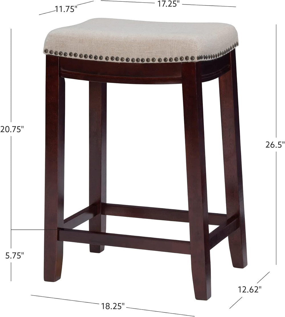 Linon Harper Beige & Dark Walnut 24" Counter Stool, Beige/Dark Walnu...
