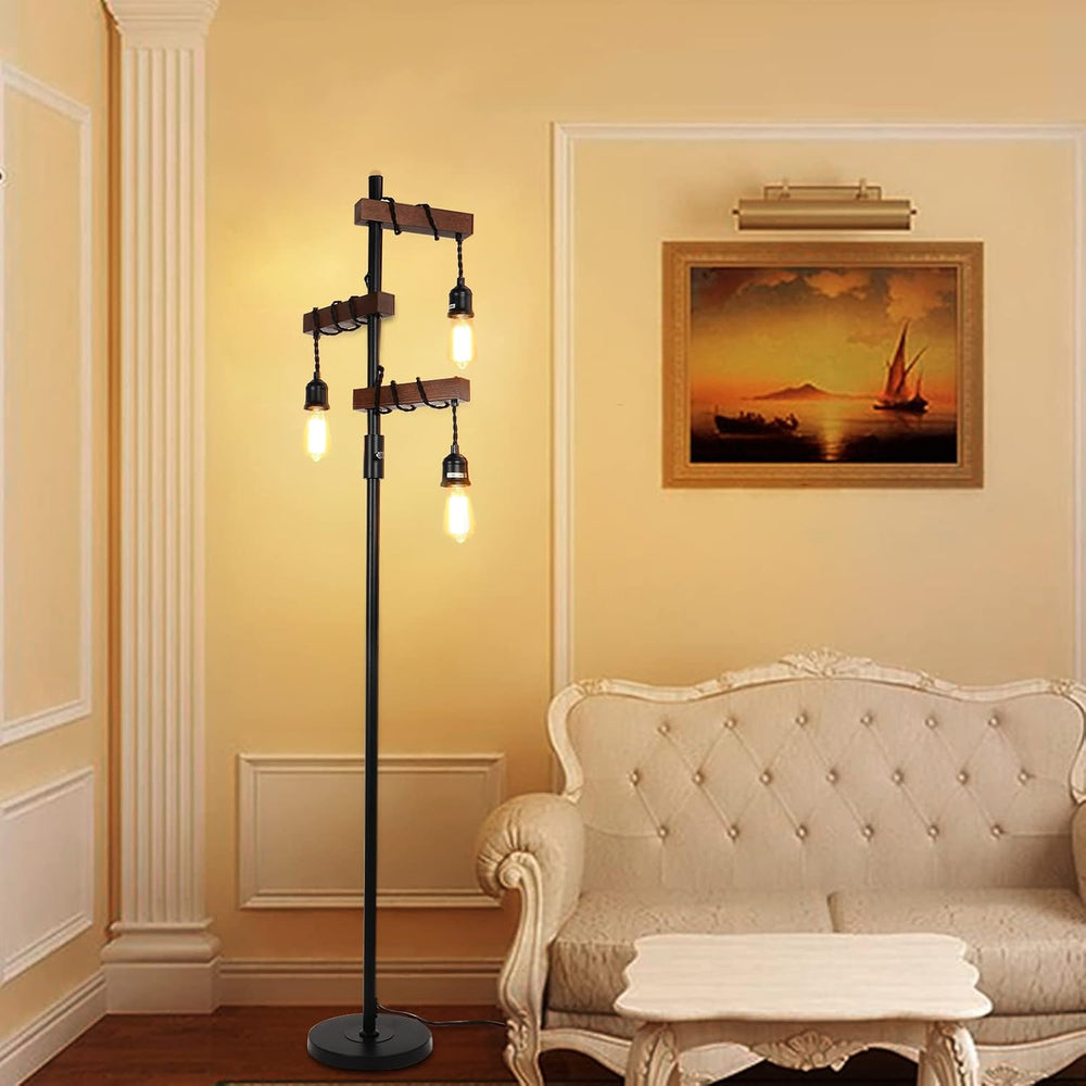 Dimmable Industrial Floor Lamp, Farmhouse Tree Floor Lamp, 68 Inch 3 Lights W...