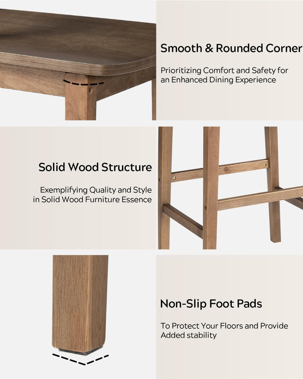 EYYTHUNG Basics Bar Stools Set of 4, Farmhouse 25” Counter Height Stools with...